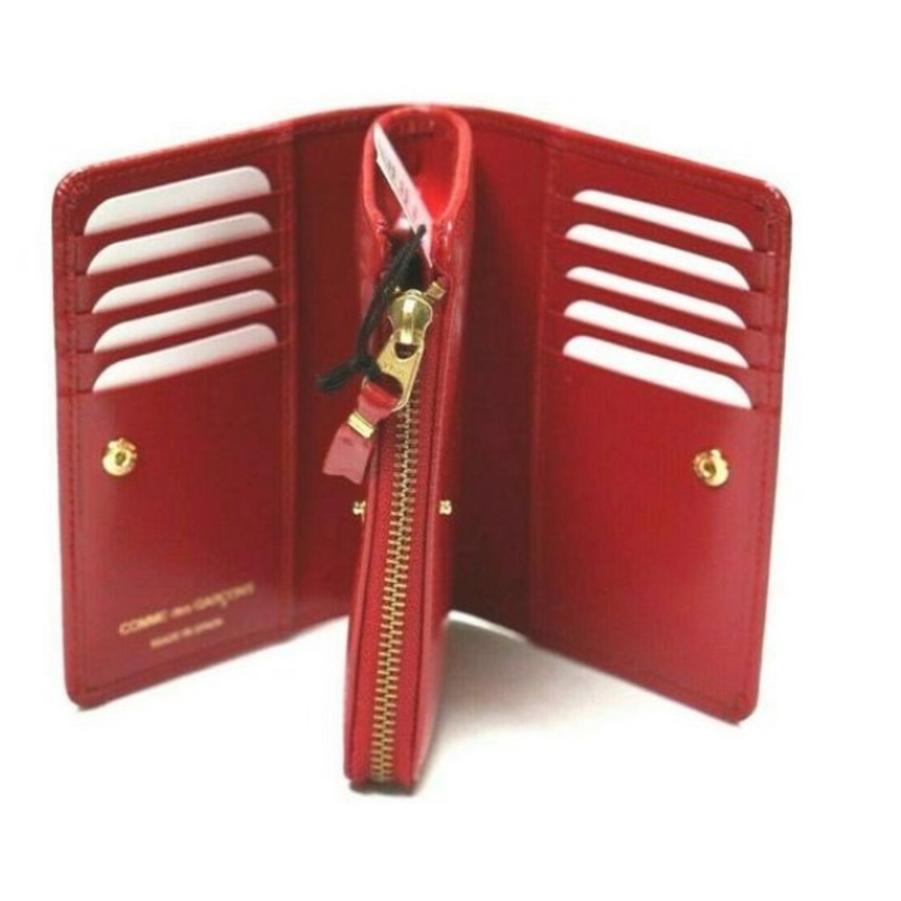 Comme des Garcons Red Leather Fold Zip Wallet zip/snap wallet